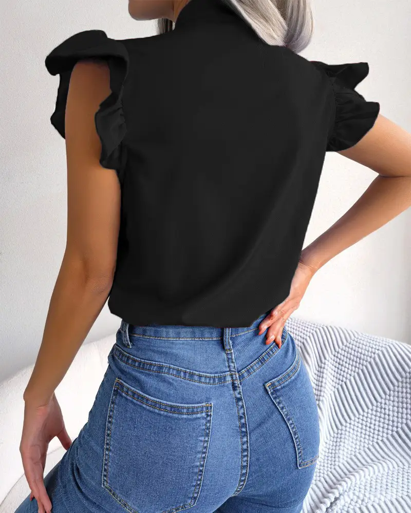 Blue Bow Short Sleeve Top for Women Summer Wear — feature 21