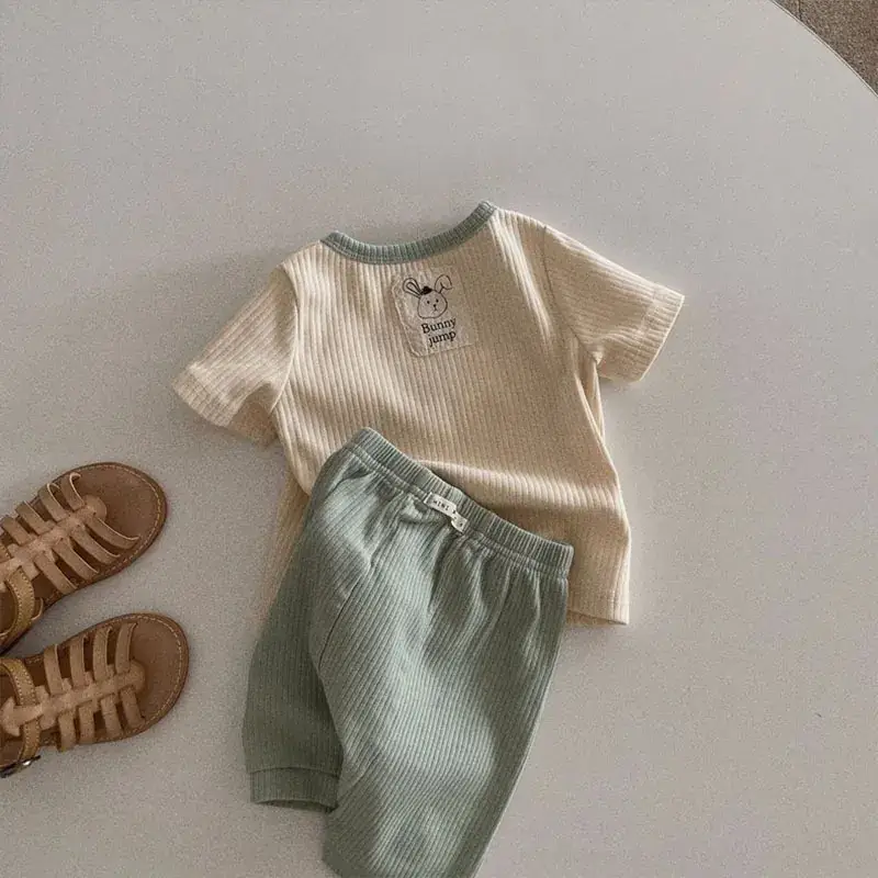 Korean-style Cotton Shorts Set for Boys Girls Summer - Image 2