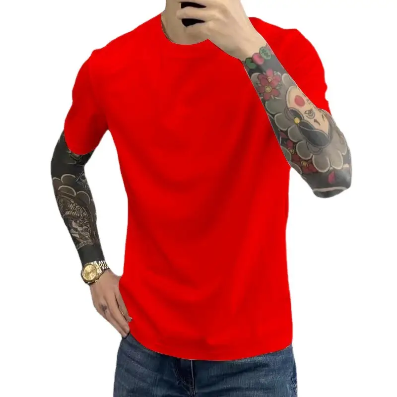 Men Green Short Sleeve T-Shirt Round Neck Casual Wear - Image 11