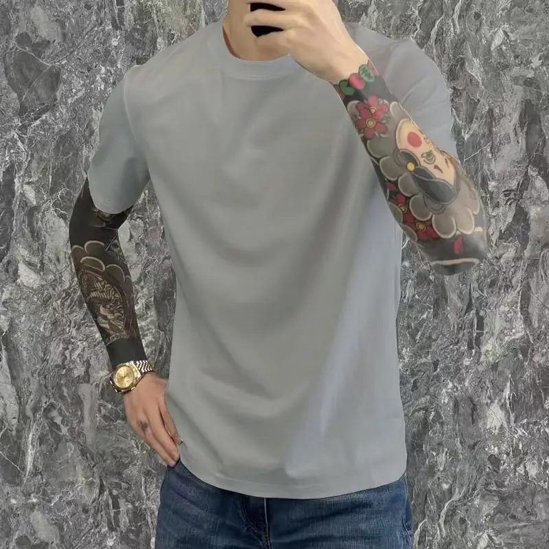 Men Green Short Sleeve T-Shirt Round Neck Casual Wear - Image 5