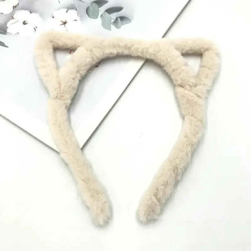 Plush Cat Ear Headband for Women & Kids
