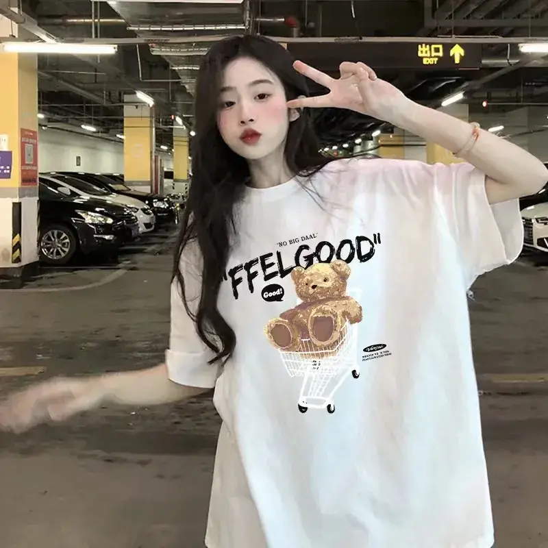 Japanese Style Women's Summer Loose T-Shirt White - Image 6
