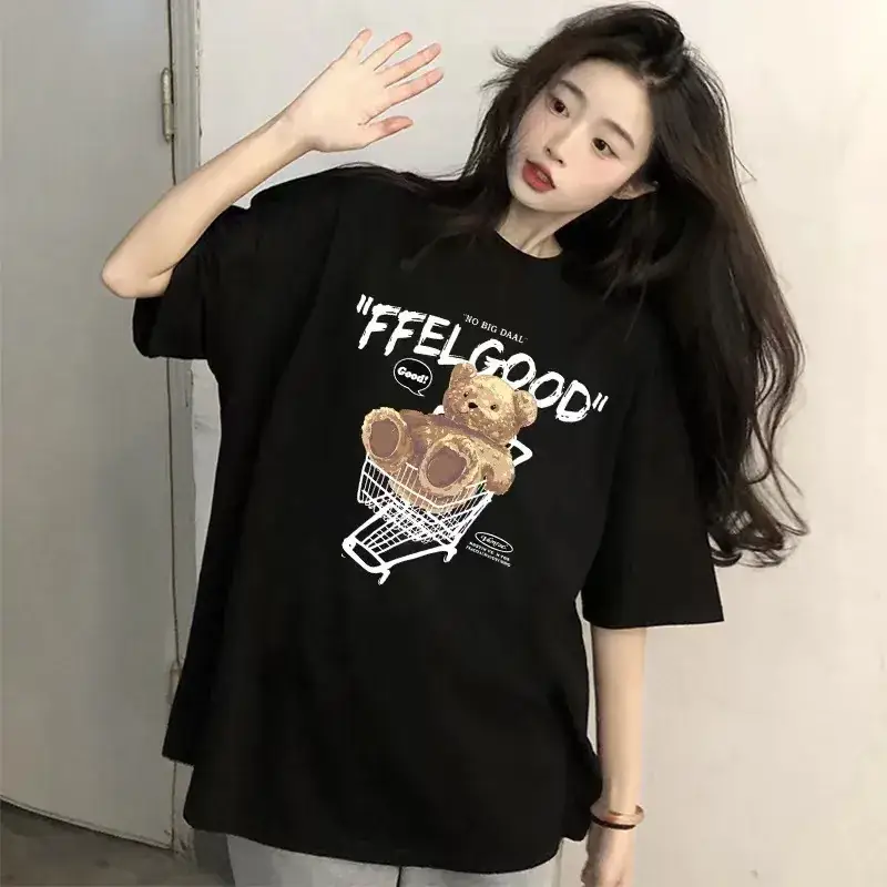 Japanese Style Women's Summer Loose T-Shirt White - Image 7