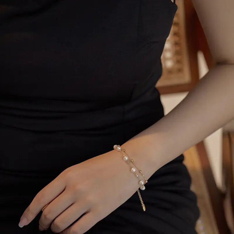 18K Gold-Filled Pearl Bracelet for Women - Image 3