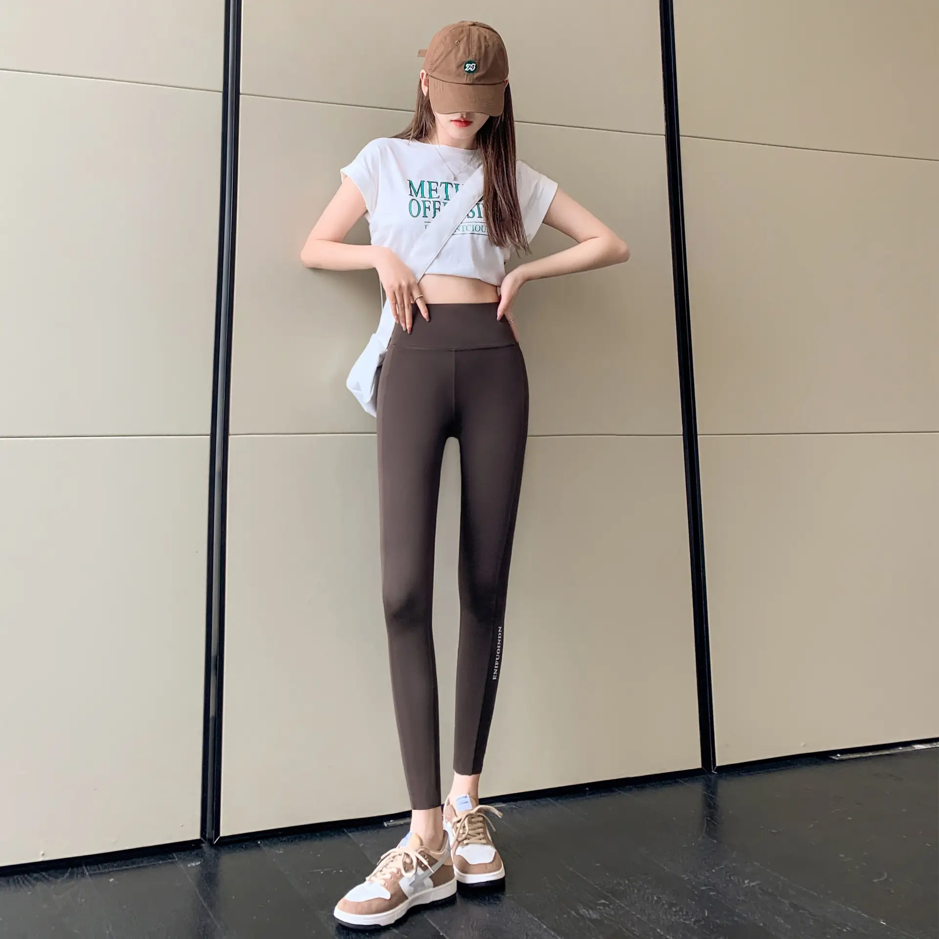 Women Shark Skin Leggings Black High Waist Slim Fit — feature 8