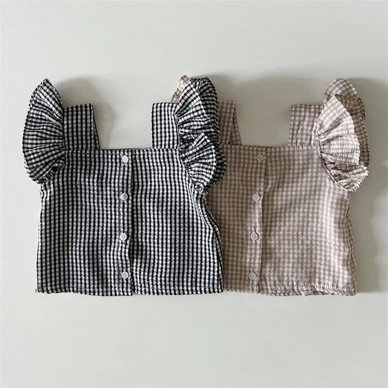 Baby Girl Plaid Sleeveless Vest Shorts Set