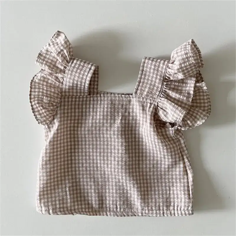 Baby Girl Plaid Sleeveless Vest Shorts Set