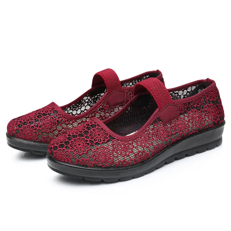 Middle-aged and Elderly Women's Shoes Spring and Summer Breathable Mesh Shoes Soft-soled Old Lady Beijing Cloth Shoes Flat Milk Shoes Mesh Shoes - Image 5