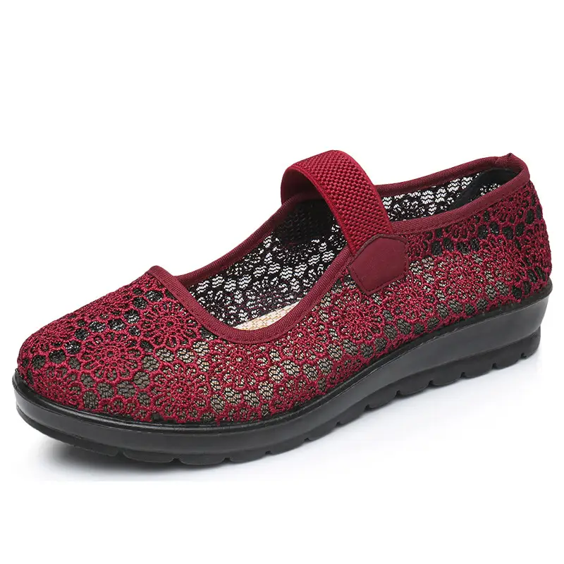 Middle-aged and Elderly Women's Shoes Spring and Summer Breathable Mesh Shoes Soft-soled Old Lady Beijing Cloth Shoes Flat Milk Shoes Mesh Shoes - Image 7