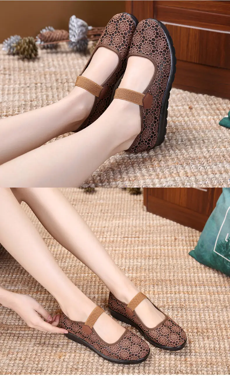 Middle-aged and Elderly Women's Shoes Spring and Summer Breathable Mesh Shoes Soft-soled Old Lady Beijing Cloth Shoes Flat Milk Shoes Mesh Shoes — feature 15