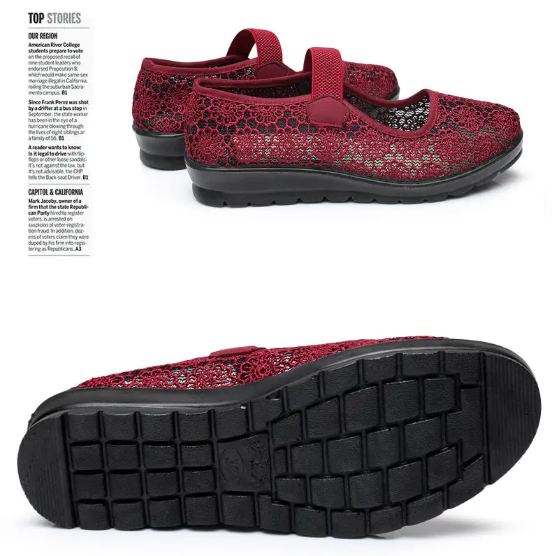 Middle-aged and Elderly Women's Shoes Spring and Summer Breathable Mesh Shoes Soft-soled Old Lady Beijing Cloth Shoes Flat Milk Shoes Mesh Shoes — feature 20
