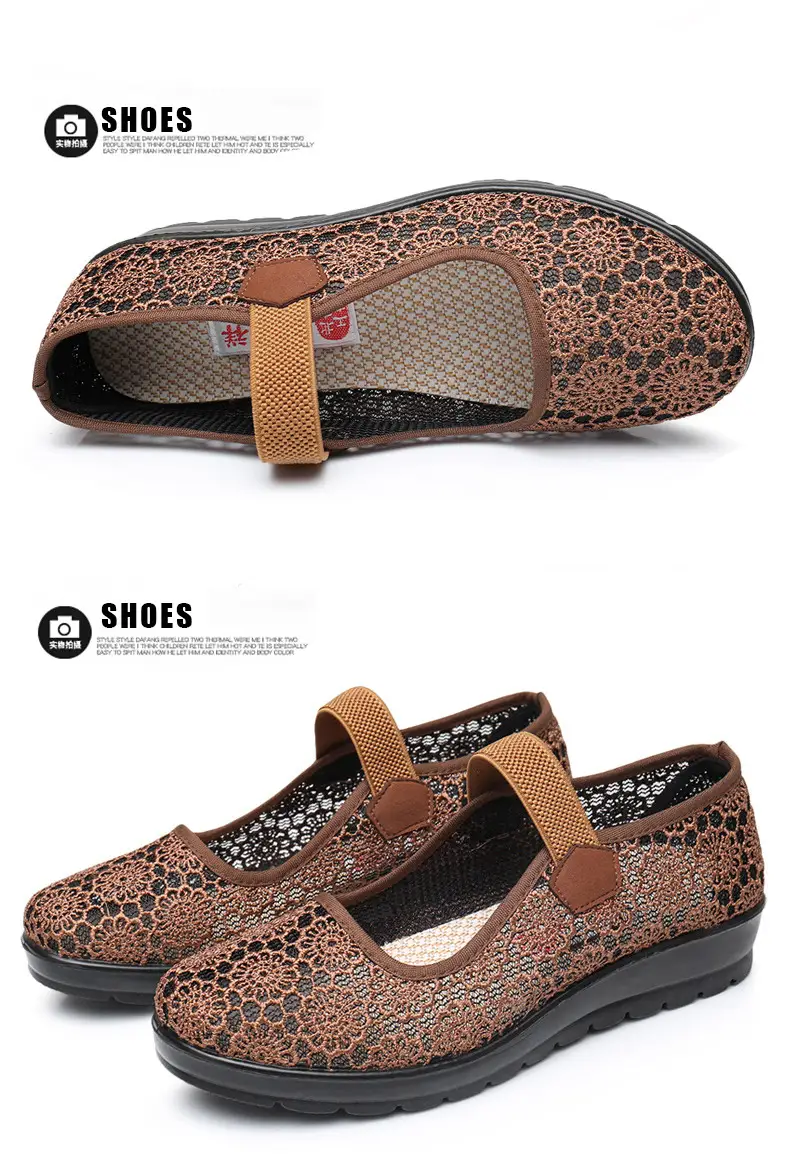 Middle-aged and Elderly Women's Shoes Spring and Summer Breathable Mesh Shoes Soft-soled Old Lady Beijing Cloth Shoes Flat Milk Shoes Mesh Shoes — feature 22