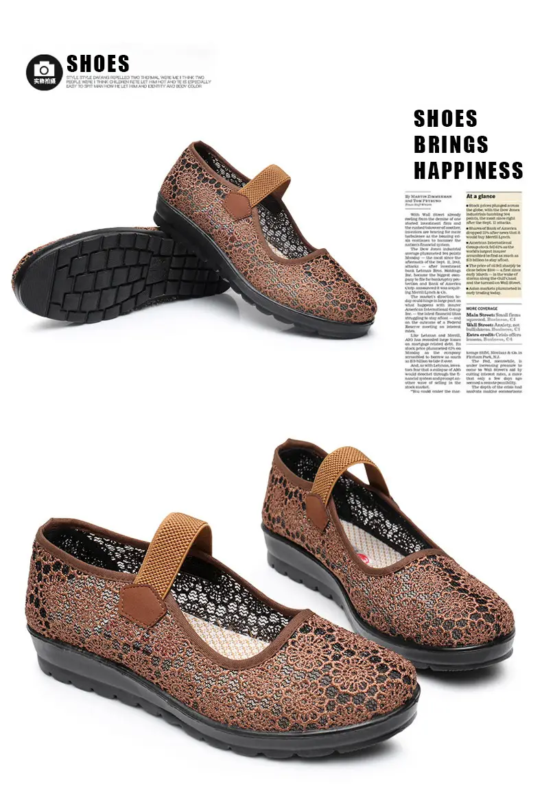 Middle-aged and Elderly Women's Shoes Spring and Summer Breathable Mesh Shoes Soft-soled Old Lady Beijing Cloth Shoes Flat Milk Shoes Mesh Shoes — feature 23