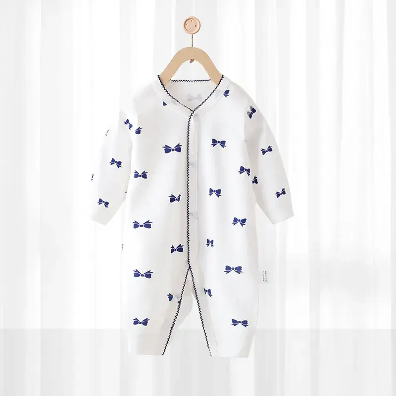 Baby Crawling Suit White Cotton Spring Autumn Base Layer - Image 2
