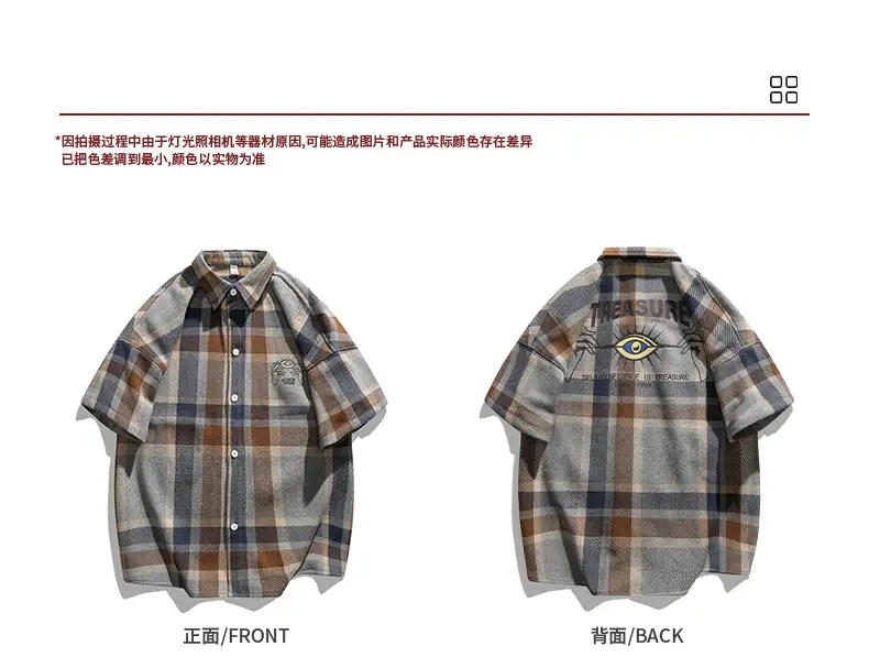 Men's Plaid Short Sleeve Shirt 2023 Summer Loose Fit — feature 17