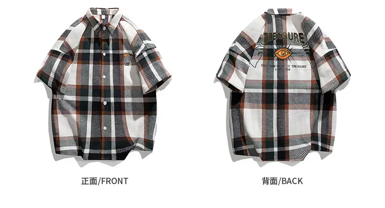 Men's Plaid Short Sleeve Shirt 2023 Summer Loose Fit — feature 18