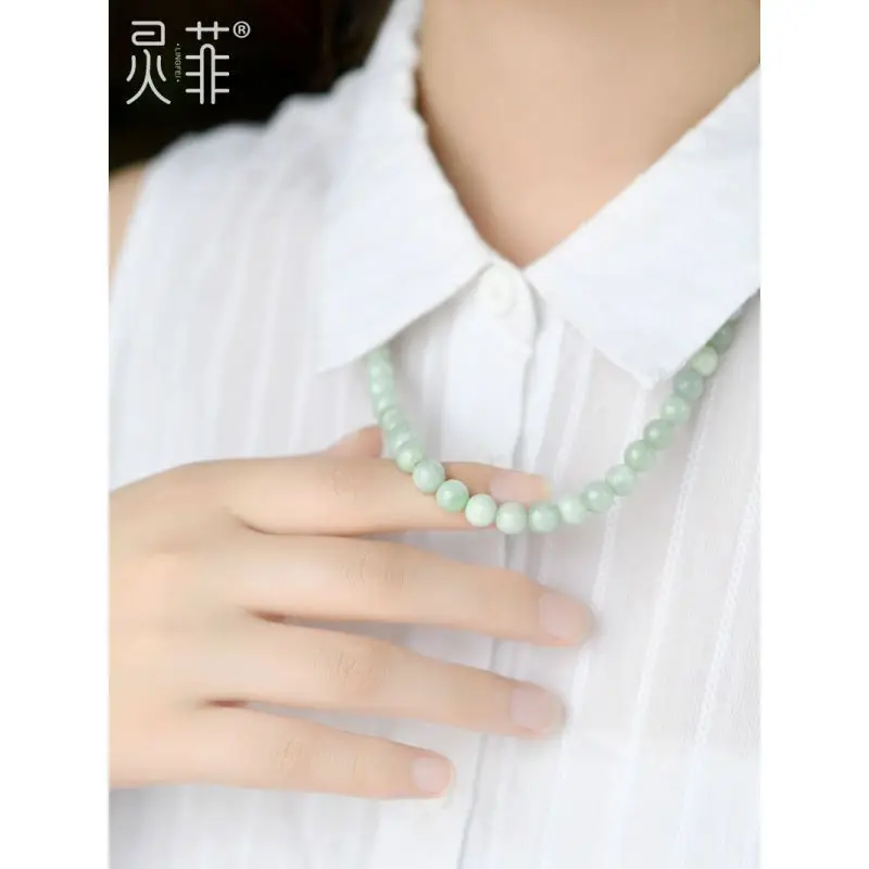 Natural Jade Necklace for Women Green Beads