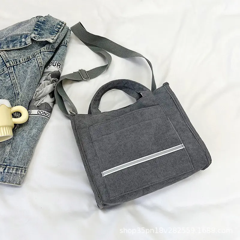 Women's Pink Corduroy Shoulder Bag 2024 - Image 9