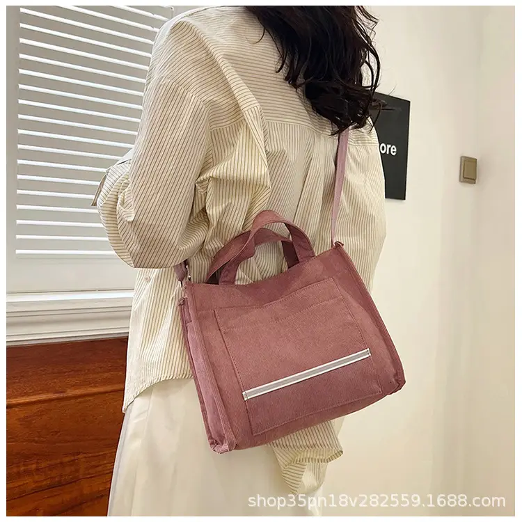 Women's Pink Corduroy Shoulder Bag 2024 — feature 18