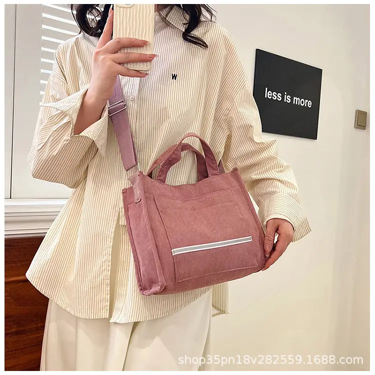 Women's Pink Corduroy Shoulder Bag 2024 — feature 19