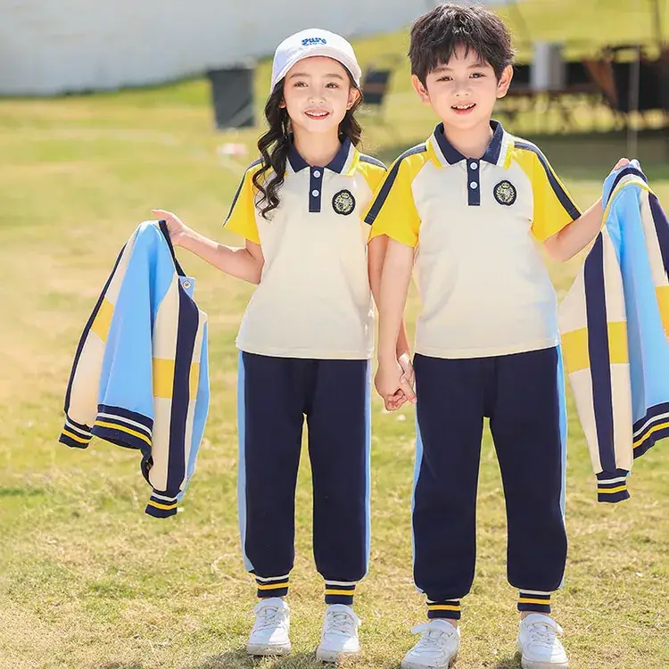 Kids Blue Polo T-Shirt & Skirt Set Spring Autumn School Uniform - Image 4