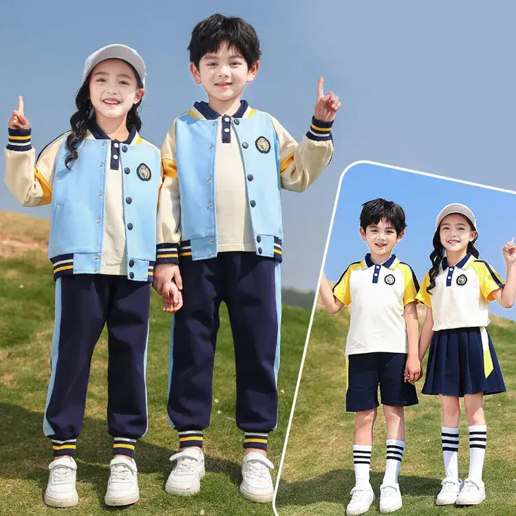 Kids Blue Polo T-Shirt & Skirt Set Spring Autumn School Uniform - Image 6
