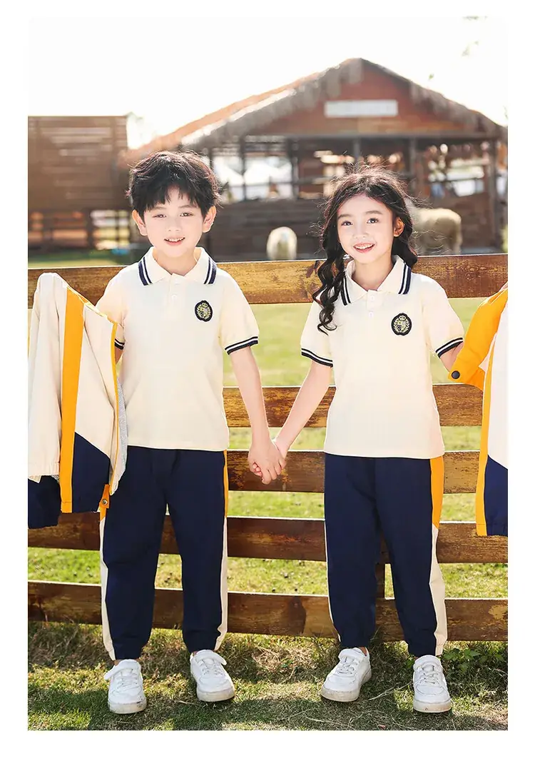 Kids Blue Polo T-Shirt & Skirt Set Spring Autumn School Uniform — feature 19