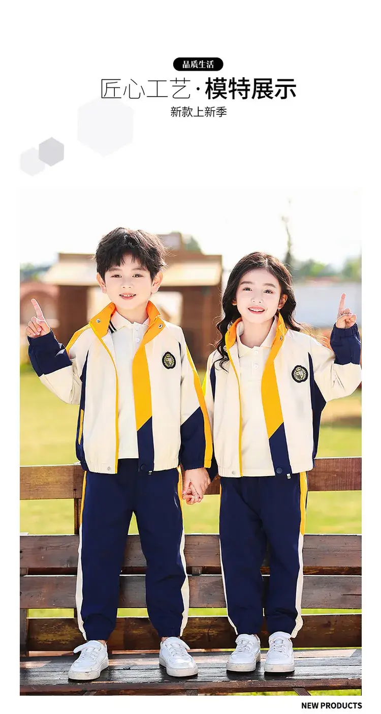 Kids Blue Polo T-Shirt & Skirt Set Spring Autumn School Uniform — feature 9