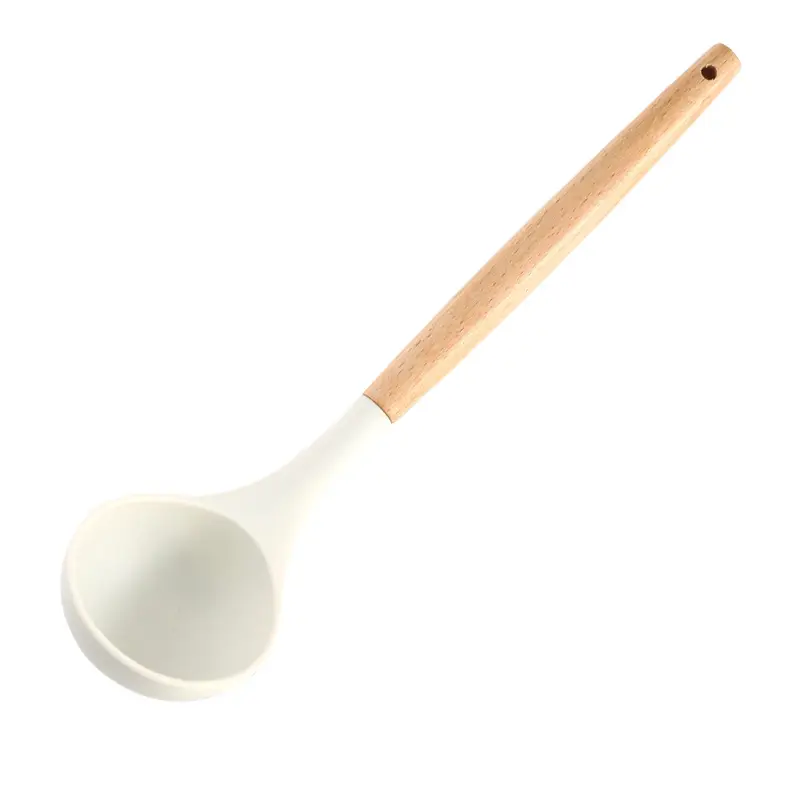 INS white wooden handle silicone spatula kitchenware 3 piece set silicone spatula suit kitchen soup spoon cooking kitchenware spatula
