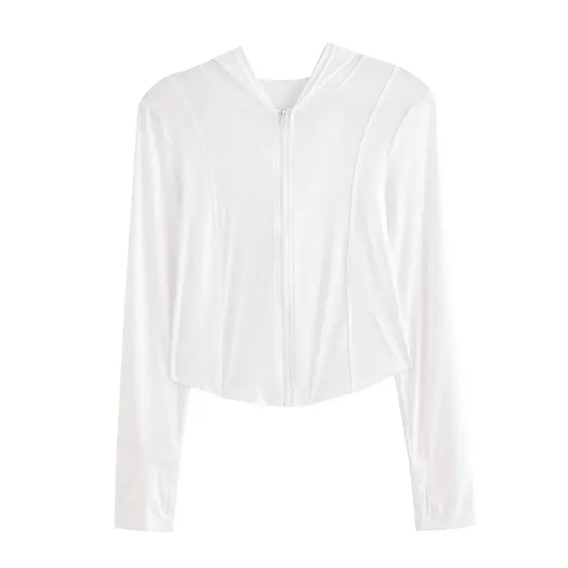 Women Sun Protection Hooded Jacket Black White Set - Image 7