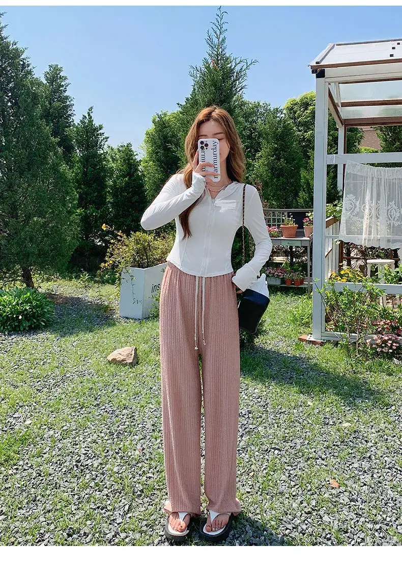 Women Sun Protection Hooded Jacket Black White Set — feature 26