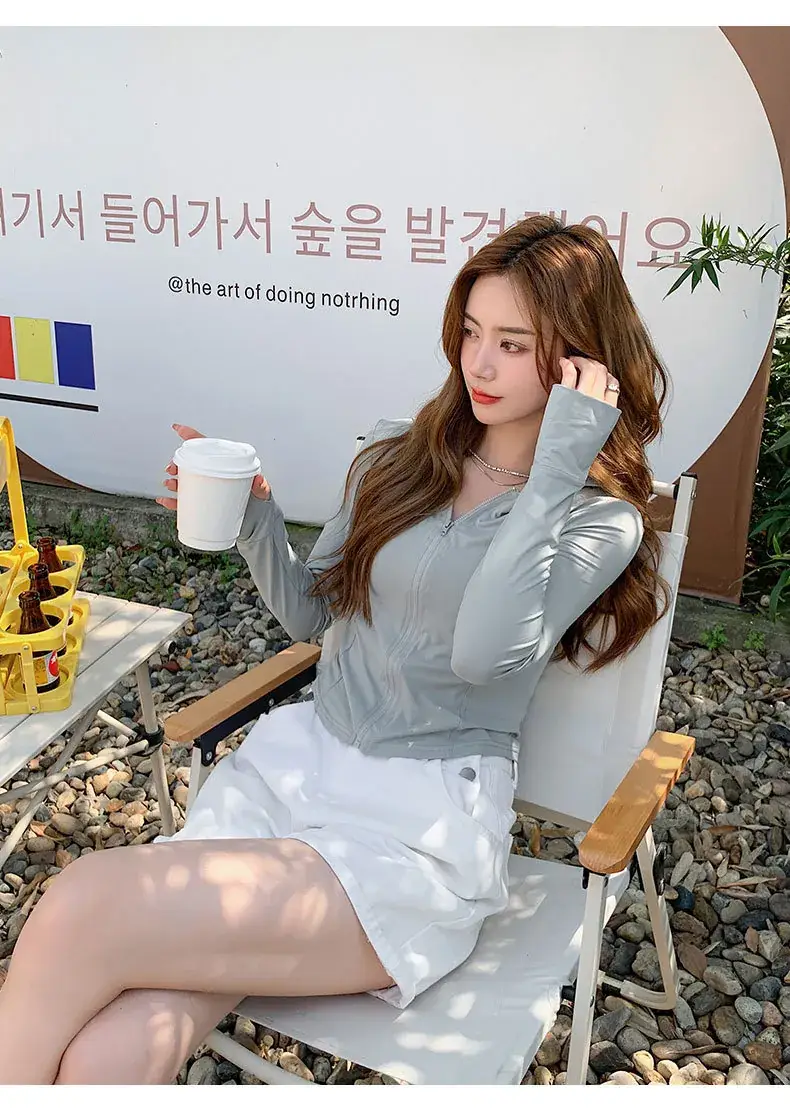 Women Sun Protection Hooded Jacket Black White Set — feature 31