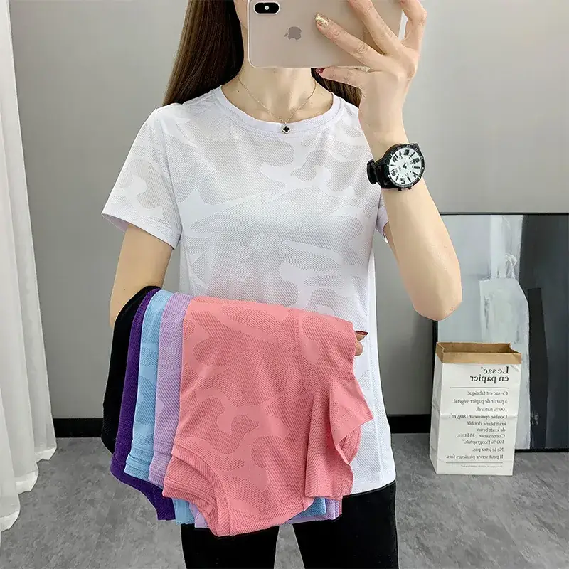Women Camouflage Yoga T-Shirt Pink Group Buying - Image 7