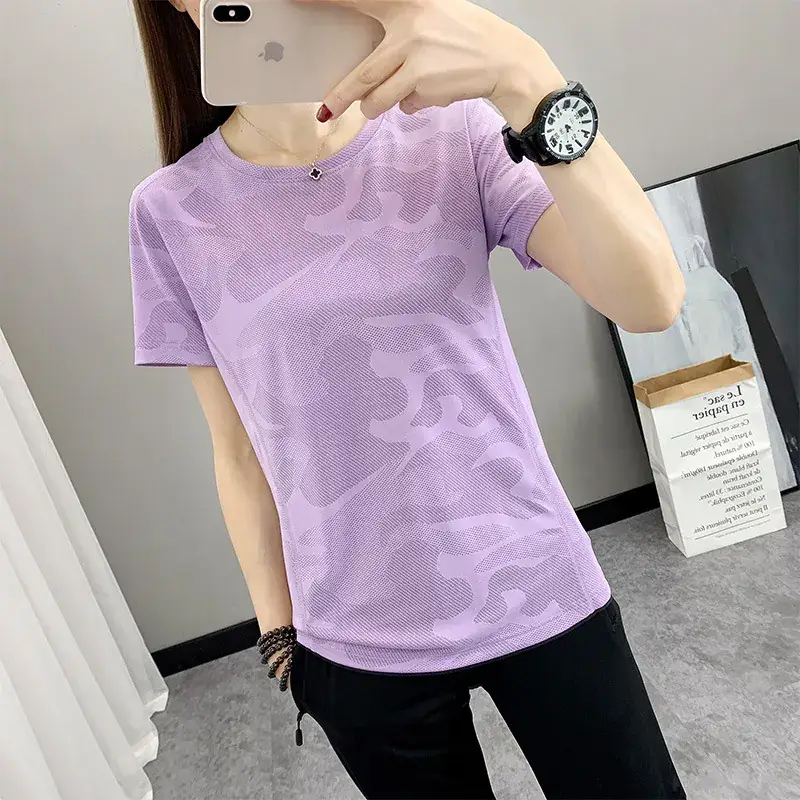Women Camouflage Yoga T-Shirt Pink Group Buying - Image 9