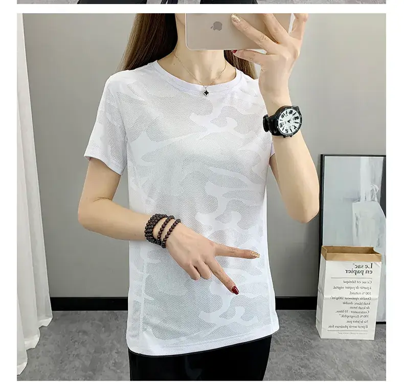 Women Camouflage Yoga T-Shirt Pink Group Buying — feature 15