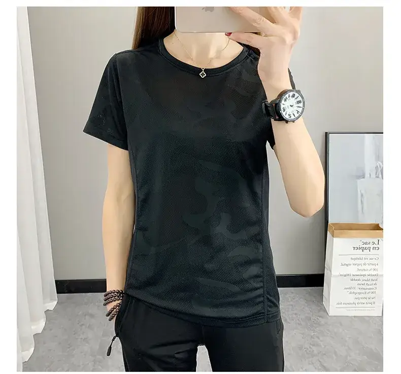 Women Camouflage Yoga T-Shirt Pink Group Buying — feature 16