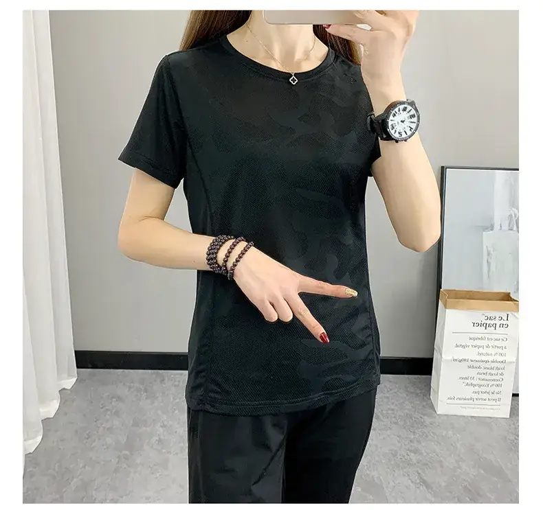 Women Camouflage Yoga T-Shirt Pink Group Buying — feature 17