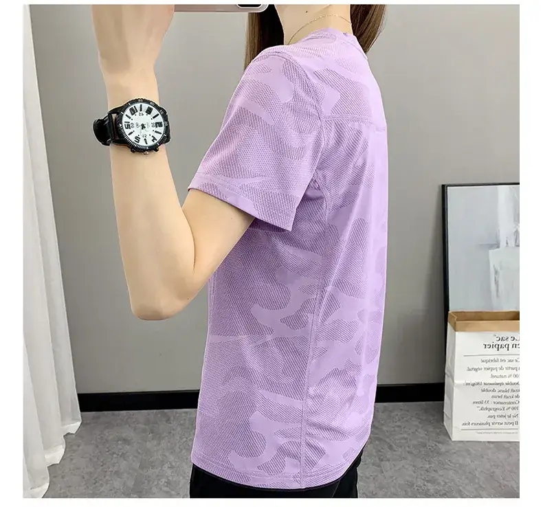 Women Camouflage Yoga T-Shirt Pink Group Buying — feature 27
