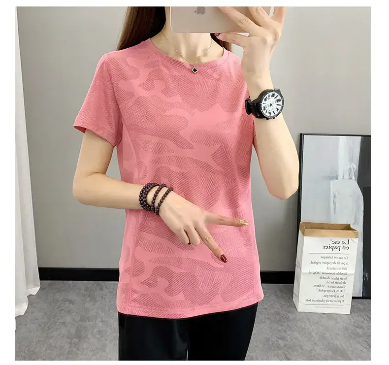 Women Camouflage Yoga T-Shirt Pink Group Buying — feature 29