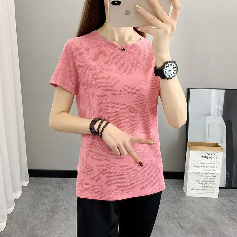 Women Camouflage Yoga T-Shirt Pink Group Buying - Image 4