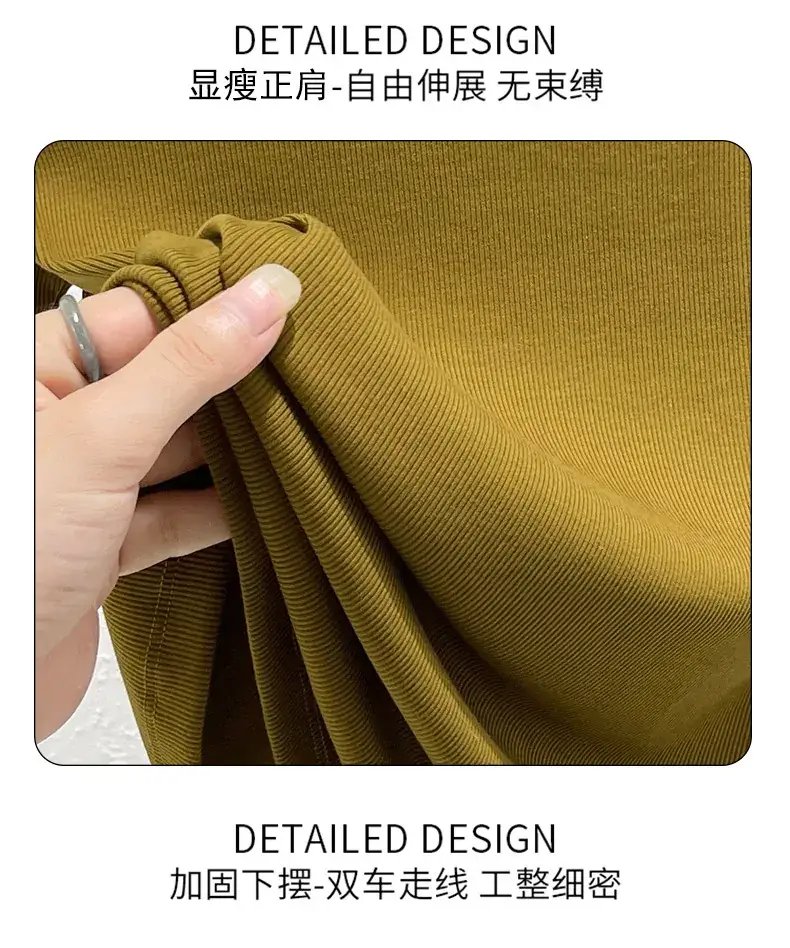 Women V-Neck Long Sleeve T-Shirt Brown 2025 — feature 17