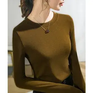 Women V-Neck Long Sleeve T-Shirt Brown 2025 — feature 7