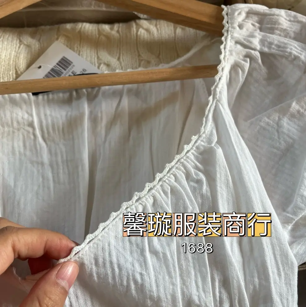 White Ruffled U-Neck Top with Puff Sleeves for Women — feature 5