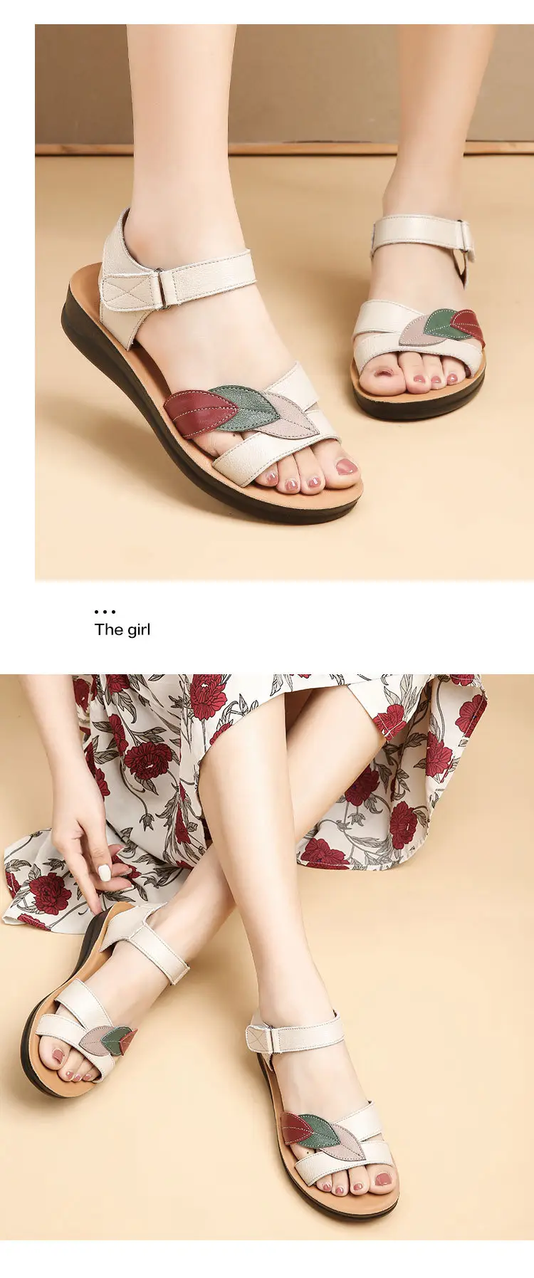 First-Layer Cowhide Mother's Sandals, Genuine Leather, Summer Soft-Soled Women's Shoes for Middle-Aged and Elderly, Flat-Soled, Non-Slip, Peep-Toe for Seniors — feature 15