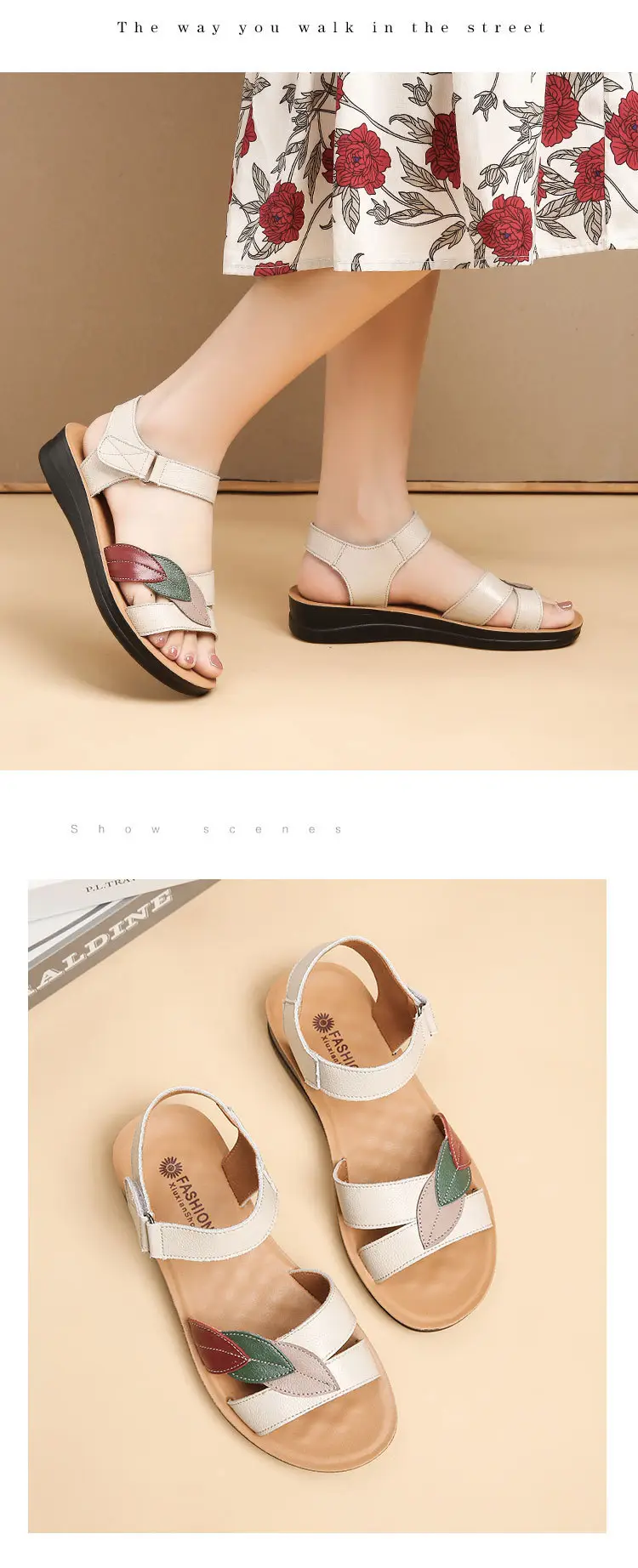 First-Layer Cowhide Mother's Sandals, Genuine Leather, Summer Soft-Soled Women's Shoes for Middle-Aged and Elderly, Flat-Soled, Non-Slip, Peep-Toe for Seniors — feature 16