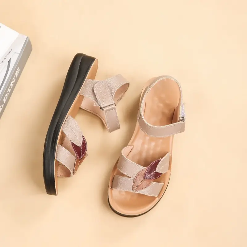 First-Layer Cowhide Mother's Sandals, Genuine Leather, Summer Soft-Soled Women's Shoes for Middle-Aged and Elderly, Flat-Soled, Non-Slip, Peep-Toe for Seniors — feature 20