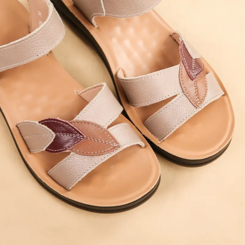 First-Layer Cowhide Mother's Sandals, Genuine Leather, Summer Soft-Soled Women's Shoes for Middle-Aged and Elderly, Flat-Soled, Non-Slip, Peep-Toe for Seniors — feature 21