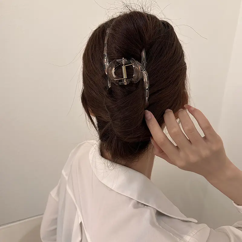 Warm Tea Cross Hair Clip Women Large Shark Plate Clip - Image 9