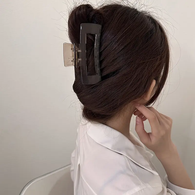 Warm Tea Cross Hair Clip Women Large Shark Plate Clip - Image 10