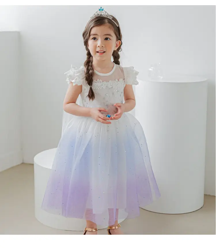 Elsa Princess Dress for Girls Short Sleeve New Frozen — feature 19
